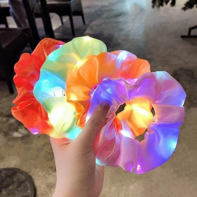 4Pcs LED Satin Hair Scrunchies